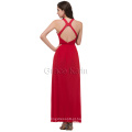 Ocidentais Mulheres Slim Fit Long Chiffon Red Backless Fashion Prom Dress 4 Tamanho XS ~ L CL5707-2 #